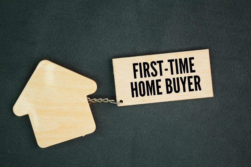 House-shaped graphic containing the words “First-time Home Buyer” representing the home buying process.